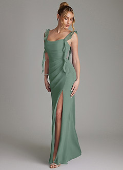 Azazie Jessamine Bridesmaid Dresses Eucalyptus Mermaid Corset Chiffon Dress image6