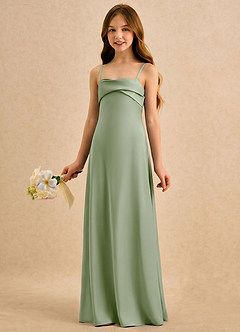 Azazie Mirabella Girls Formal Jurken voor bloemenmeisjes Kolom Jurk van Stretch Satijn Sweetheart-halslijn Stoffige Salie image2