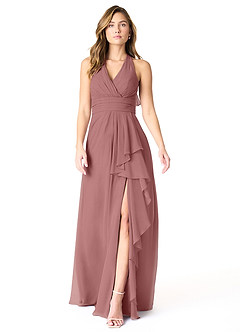 Azazie Aviv Final Sale Desert Rose A-Line Pleated Chiffon Dress image1