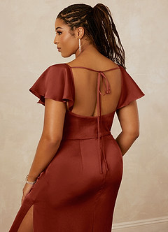 Christian Siriano Bridal for Azazie 1005 Robes de demoiselle d'honneur Robe Fourreau en Satin extensible Encolure en Forme de Cœur Terracotta image10