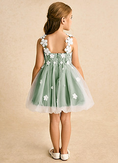Azazie Teacup Flower Girl Dresses Ivory Matcha Ball-Gown Lace Tulle Dress image10