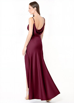 Azazie Alaija Bridesmaid Dresses Mulberry Mermaid Side Slit Stretch Satin Dress image1