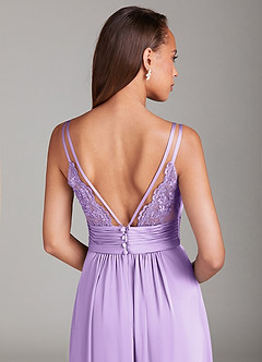 Azazie Maren Allure Bridesmaid Dresses Lilac A-Line Lace Stretch Satin Dress image2