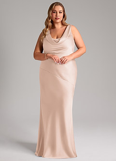Azazie Rylina Bridesmaid Dresses Blushing Pink Mermaid Stretch Satin Dress image9