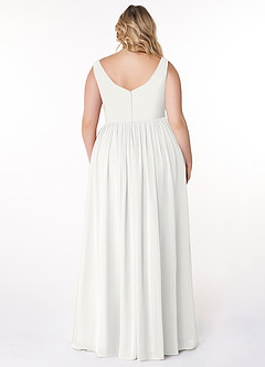 Azazie Keyla Bridesmaid Dresses White A-Line V-Neck Pleated Chiffon Dress image2