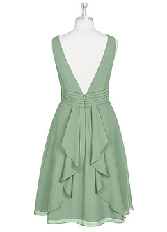 Azazie Kyla Vente Finale Robe A-ligne en Mousseline de soie Plissée Agave image7