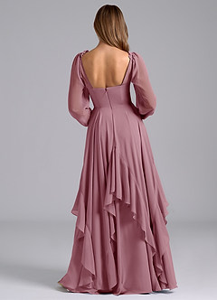 Azazie Karan Bridesmaid Dresses Vintage Mauve A-Line Long Sleeve Chiffon Dress image2