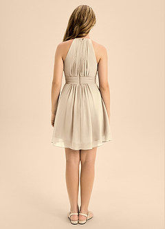 Azazie Bonnie Junior Champagne A-Line Pleated Chiffon Dress image2