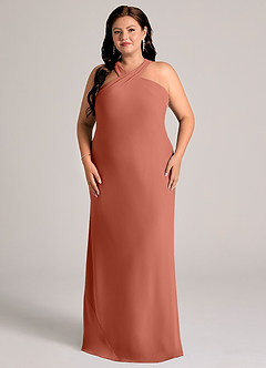 Azazie Doretta Bridesmaid Dresses Clay Mermaid Pleated Chiffon Dress image6