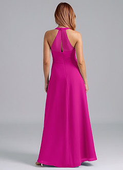 Azazie Dorota Jurken voor bruidsmeisjes Jurk van Chiffon met A-Lijn Geplooid Fuchsia image2
