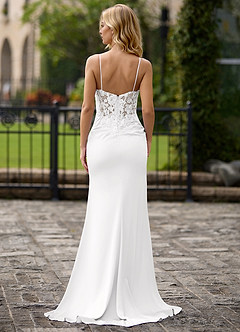 Pizzo Weiß Jersey-Säulenkleid mit Perlen image2