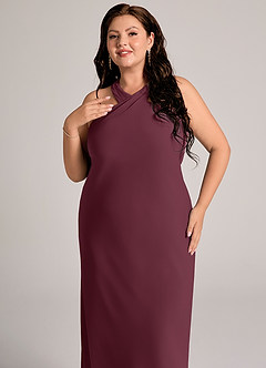 Azazie Doretta 신부 들러리 드레스 인어 주름진 쉬폰 바닥 길이 드레스 image11