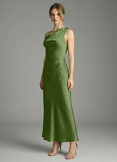 Azazie Emerson Bridesmaid Dresses Juniper Mermaid Off the Shoulder Stretch Satin Dress image4
