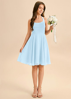 Azazie Kady Junior Sky Blue A-Line Sweetheart Neckline Chiffon Dress image3