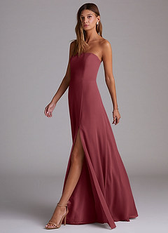 Azazie Wren Bridesmaid Dresses Merlot A-Line Side Slit Chiffon Convertible Dress image4