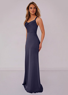 Barbie ♥ Azazie Bridesmaid Dresses Stormy Mermaid Pleated Stretch Satin Dress image4