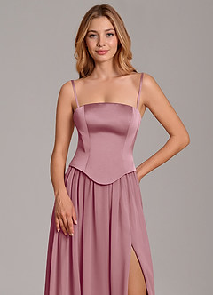 Azazie Cadence Jurken voor bruidsmeisjes Converteerbaar Jurk van Stretch Satijn met A-Lijn Korset Vintage Mauve image2