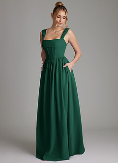 Azazie Caterina Bridesmaid Dresses Emerald A-Line Corset Chiffon Dress image5