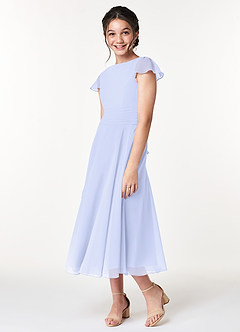 Azazie Payton Junior A-Linie Schleifen Chiffon Kleid Lavendel image4