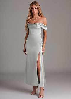 Azazie Saige Suknie dla druhen Syrena Zza ramienia Satyna elastyczna Długość kostki Sukienka image1