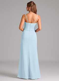 Azazie Jenine Brautjungfernkleider Meerjungfrau-Linie Schulterfrei Chiffon Kleid Himmelblau image7