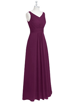 Azazie Pierrette Bridesmaid Dresses Raspberry A-Line Pleated Chiffon Dress image3