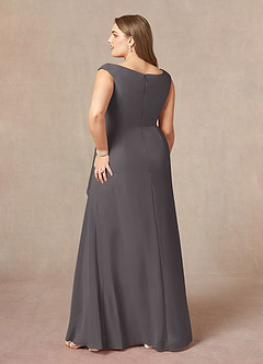 Azazie Yarrow Mother of the Bride Dresses Steel Grey A-Line Pleated Chiffon Dress image8