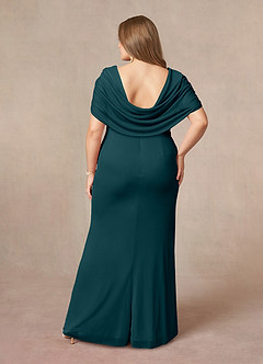 Azazie Luisa vestidos de madre de la novia Vestido de Pino de Malla de Sirena con Cuello en V Plisado image8