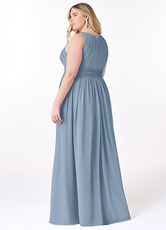 Azazie Harper Bridesmaid Dresses Dusty Blue A-Line Pleated Chiffon Dress image7