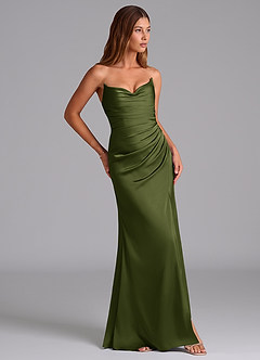 Azazie Claudelle Suknie dla druhen Syrena Bez ramiączek Satyna elastyczna Do ziemi Sukienka image4