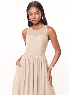 Azazie Nina Bridesmaid Dresses White Alabaster A-Line Pleated Chiffon Dress image5