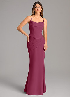 Azazie Sorrel Bridesmaid Dresses Mulberry Mermaid Corset Chiffon Dress image2