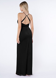 Azazie Kalea Final Sale Black Mermaid Pleated Mesh Dress image4