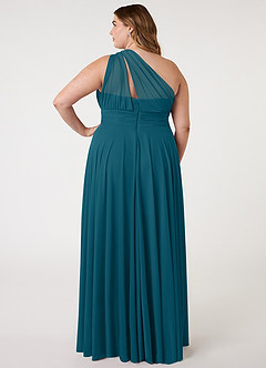 Azazie Charlize Robes de demoiselle d'honneur Robe Trapèze en Maille Ue épaule Bleu Encre image7