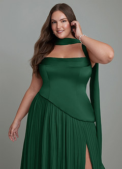 Azazie Stephanie Bridesmaid Dresses Dark Green A-Line Pleated Stretch Satin Dress image13