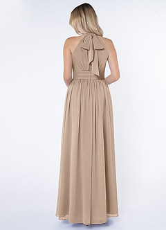 Azazie Iman Bridesmaid Dresses Taupe A-Line A-Line Ruched Chiffon Dress image2