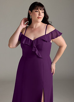 Azazie Sophie Robes de demoiselle d'honneur Robe Trapèze Convertible en Mousseline de soie Épaule décolletée Grain De Raisin image12