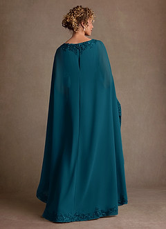 Azazie Artemisia Mother of the Bride Dresses Ink Blue Sheath Lace Chiffon Dress image3