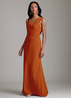 Azazie Linelle Bridesmaid Dresses Paprika Mermaid Pleated Chiffon Dress image6