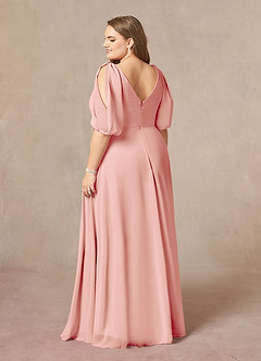 Azazie Bronwyn Kleider für die Brautmutter A-Linie V-Hals Gerüscht Chiffon Kleid Rosettenrosa image9