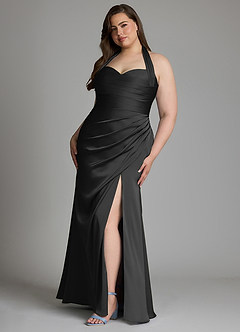 Azazie Destiny Bridesmaid Dresses Black Mermaid Sweetheart Neckline Stretch Satin Dress image10