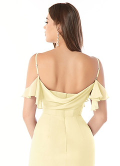 Azazie Emeralda Bridesmaid Dresses Lemon Sorbet Sheath Off the Shoulder Chiffon Dress image5