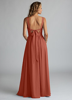 Azazie Aziza Bridesmaid Dresses Clay A-Line V-Neck Pleated Chiffon Dress image4