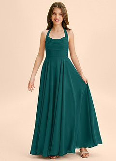 Azazie Kady Junior Peacock A-Line Sweetheart Neckline Chiffon Dress image3
