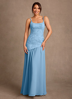 Azazie Flossie Mother of the Bride Dresses Steel Blue A-Line Pleated Chiffon Dress image4