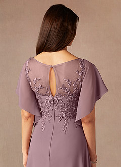 Azazie Faviola Abiti per la Madre della Sposa Abito A-Line in Chiffon con Scollo a Barca e Paillettes Rosa Polverosa image5