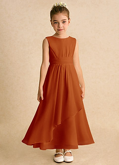 Azazie Edelweiss Flower Girl Dresses Paprika A-Line Pleated Chiffon Dress image4