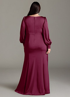 Azazie Raye Bridesmaid Dresses Mulberry Mermaid Long Sleeve Stretch Satin Dress image8