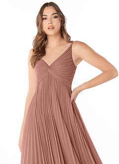 Azazie Raychelle Bridesmaid Dresses Cedar Rose A-Line V-Neck Chiffon Dress image5