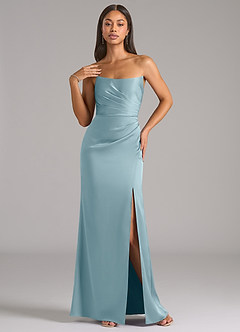 Azazie Marla Jurken voor bruidsmeisjes Converteerbaar Jurk van Stretch Satijn met Kolom Strapless Mystiek Blauw image3